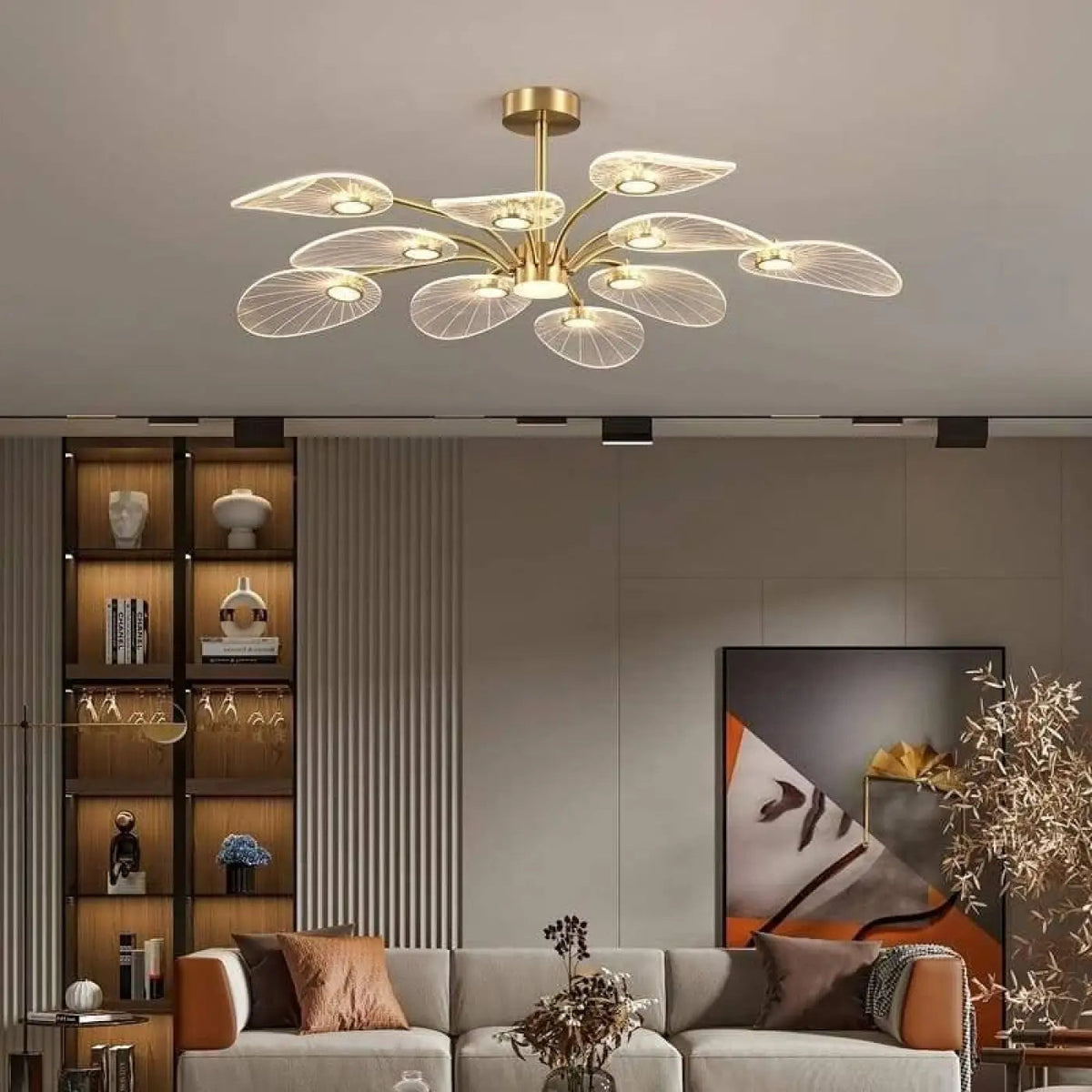 Plafonnier Design Fleur de Lotus Doré Lumière Douce - Dalumea - vue 3