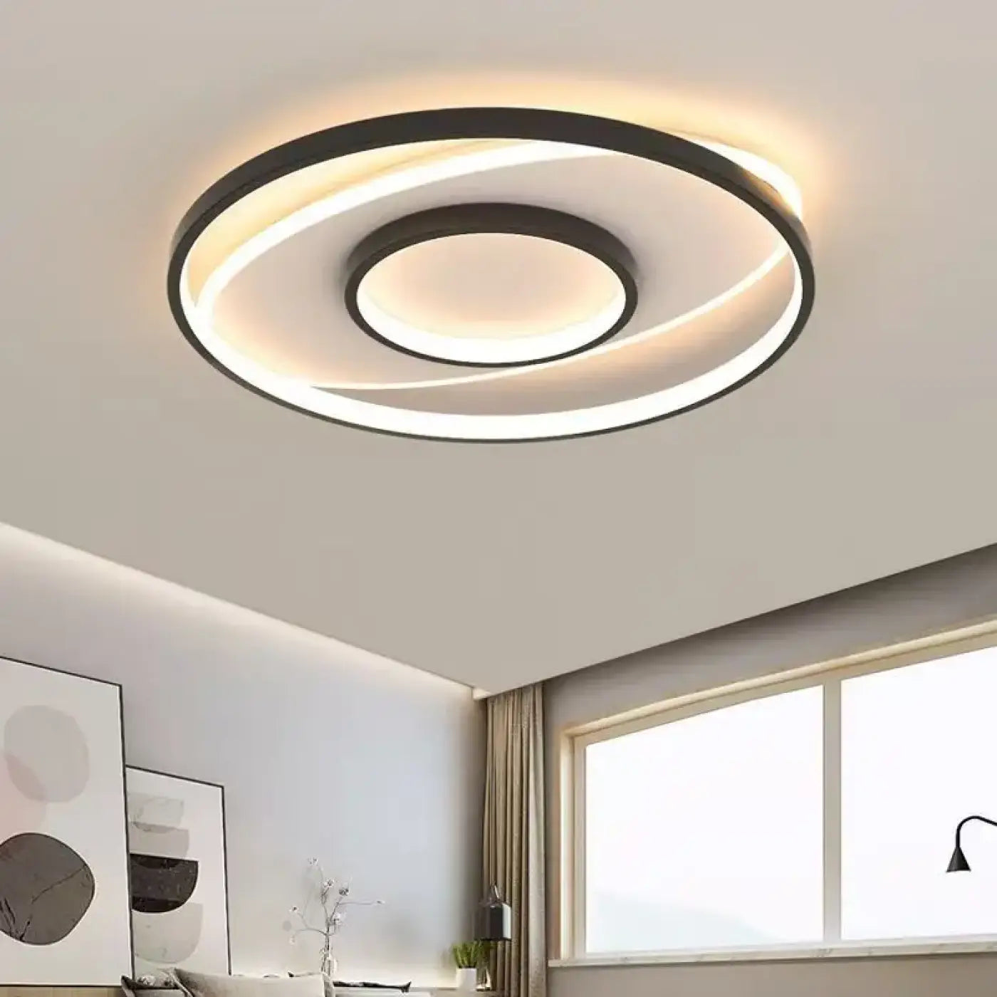Plafonnier LED Rond Spirale Noire Minimaliste - Dalumea - vue 1