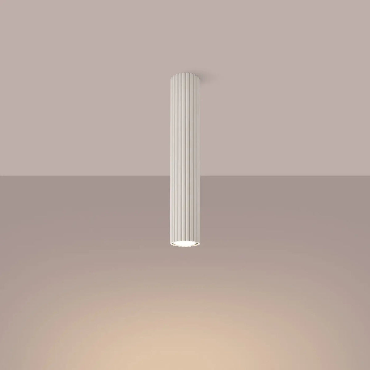 Plafonnier Cylindrique Beige Cannelé - Dalumea - 40 cm