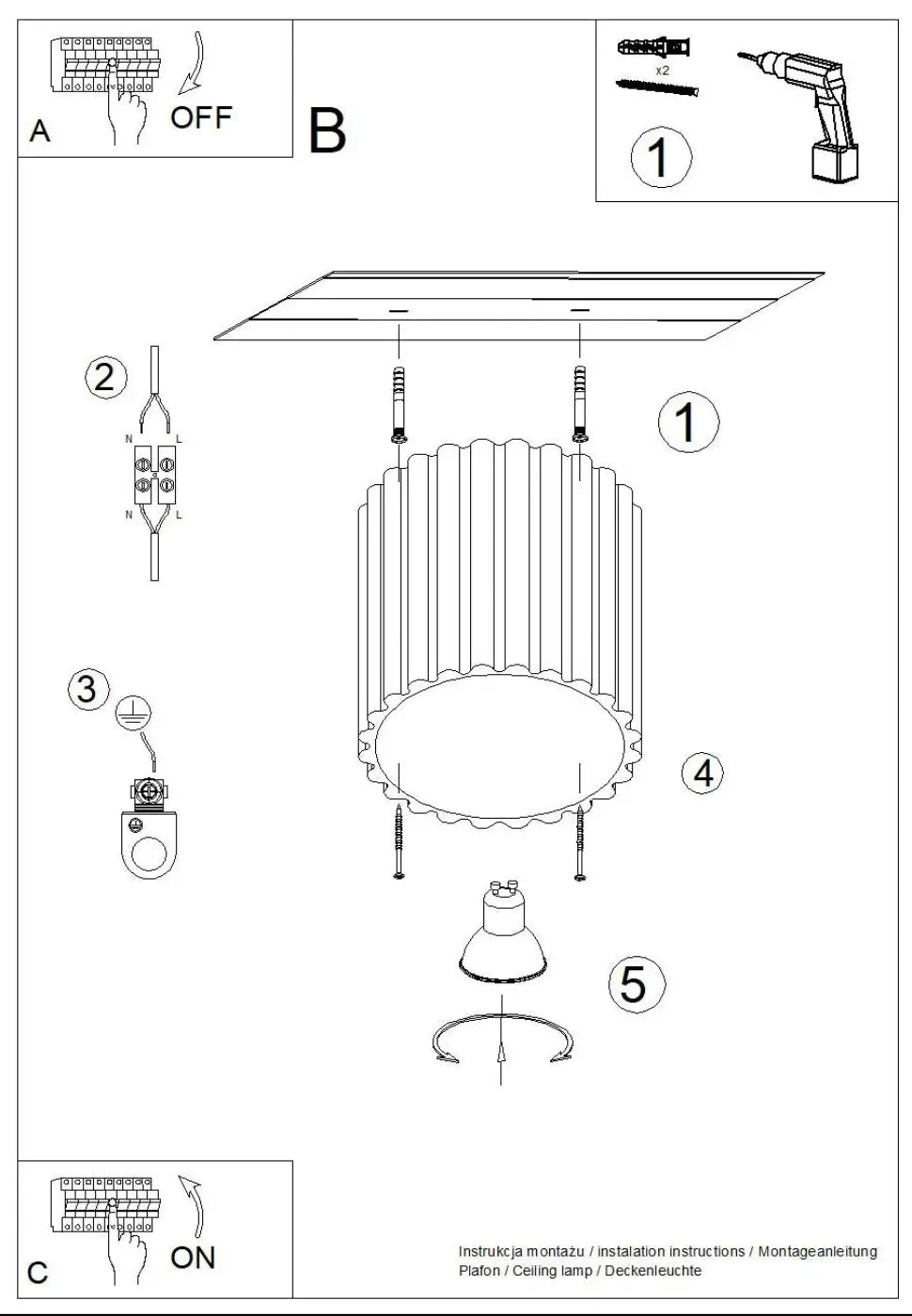Plafonnier luminaire plafonnier noir style moderne - noir - Dalumea - vue 11
