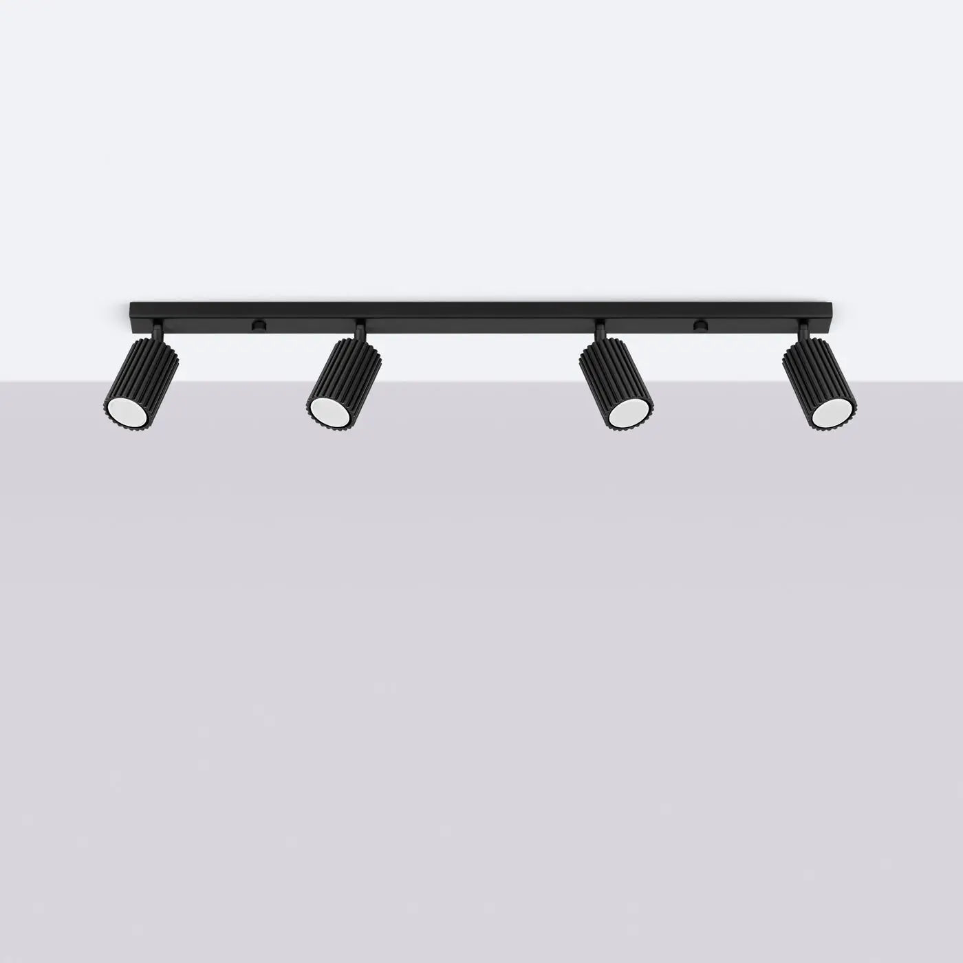 Plafonnier 4 Spots Orientables Cannelé Noir - Dalumea - vue 2