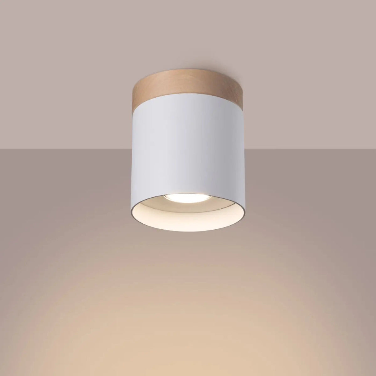 Plafonnier Bois Blanc Cylindrique LED - Dalumea - vue 1
