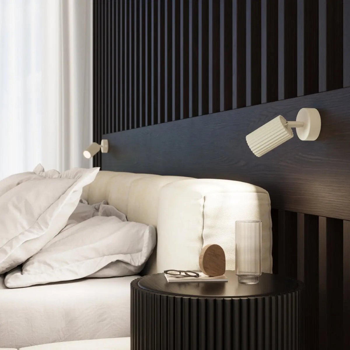 Plafonnier luminaire plafonnier beige a deux spots orientables canneles - beige - Dalumea - vue 11