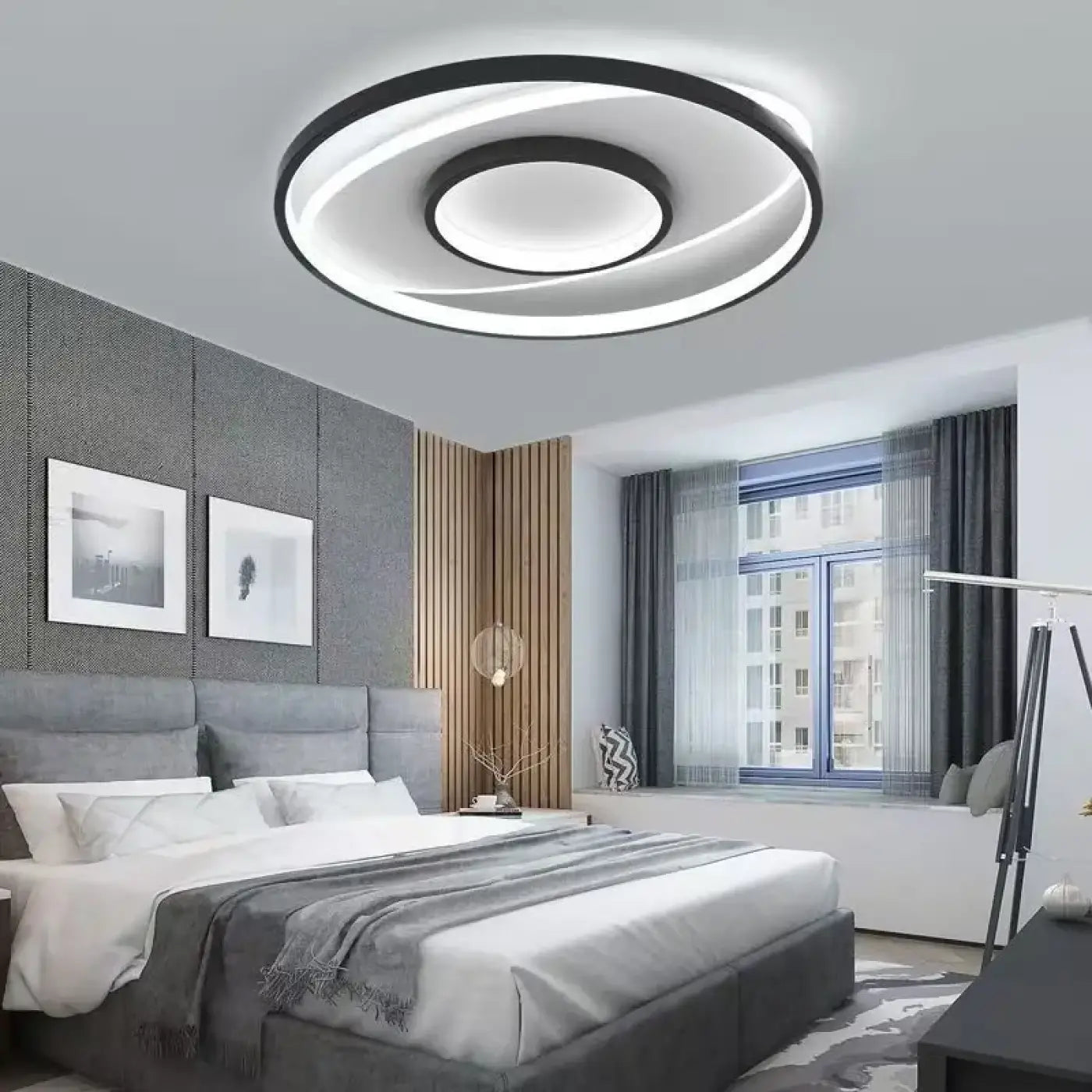 Plafonnier LED Rond Spirale Noire Minimaliste - Dalumea - vue 3