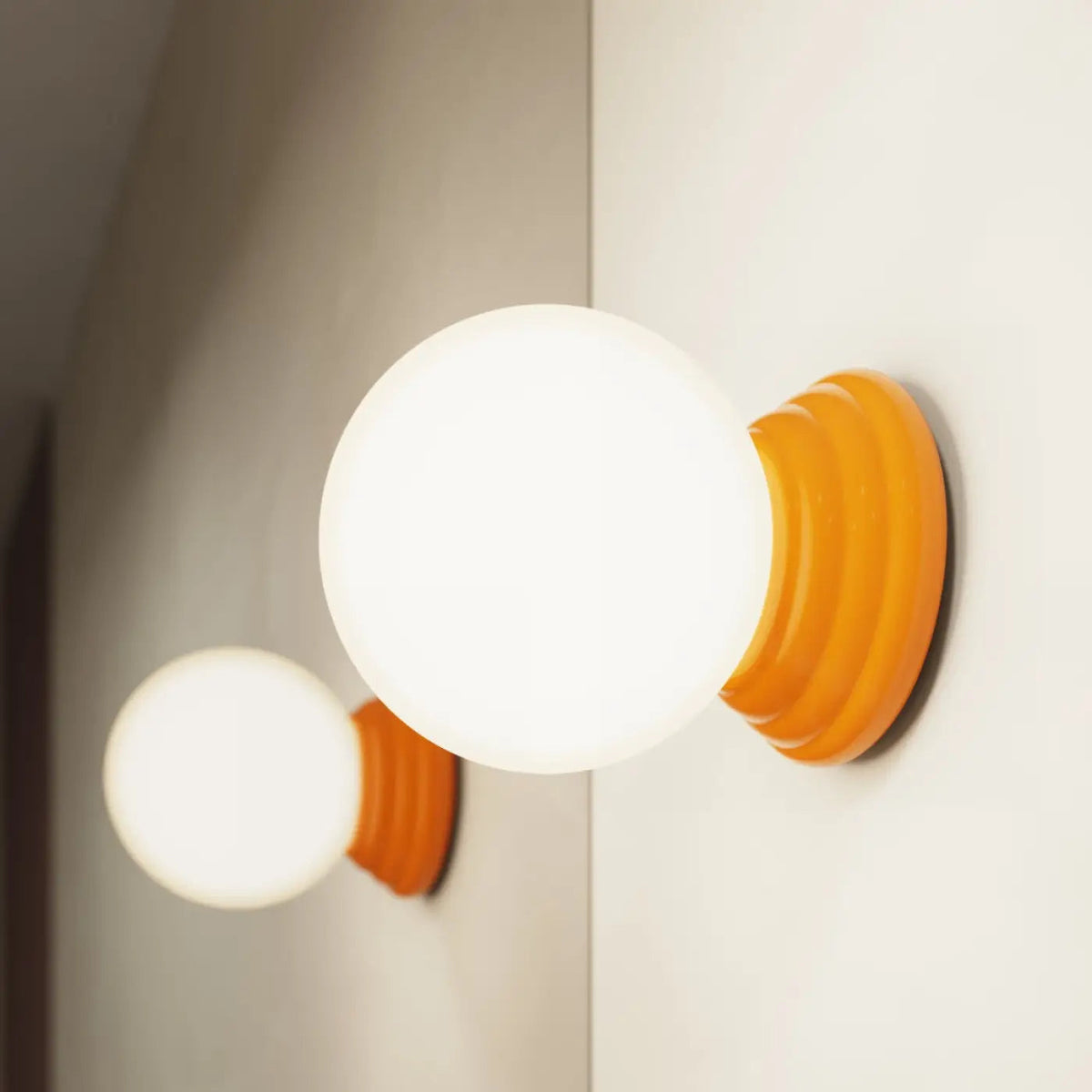 Plafonnier Boule Opaline Orange Céramique - Dalumea - vue 9