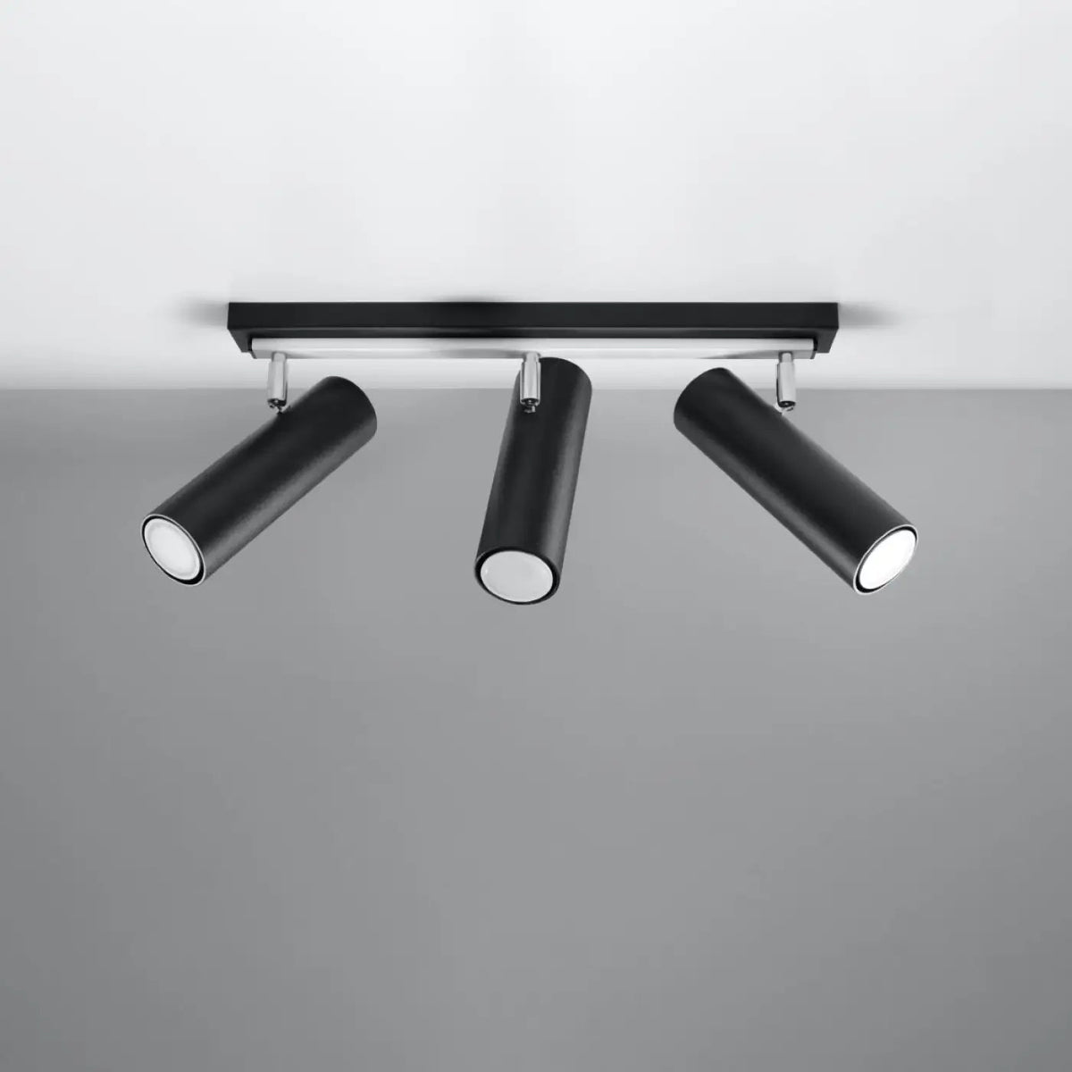 Plafonnier 3 Spots Orientables Barre Noir