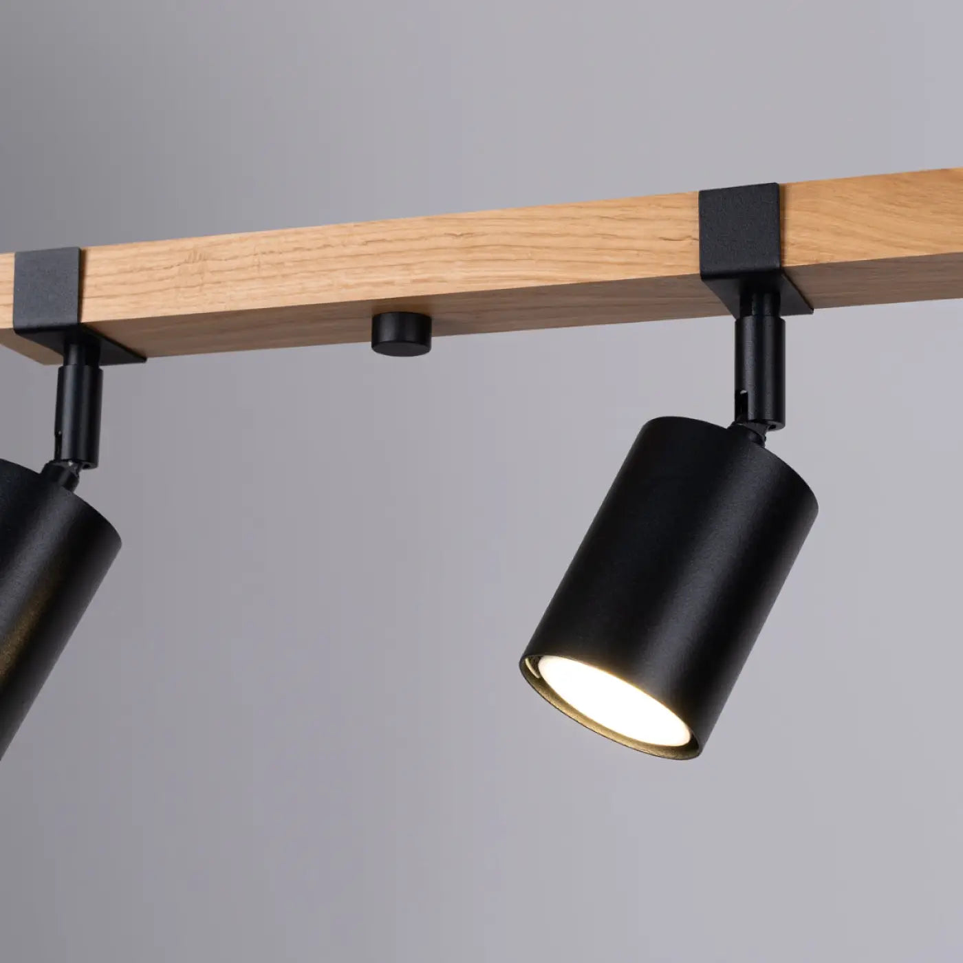 Plafonnier 4 Spots Orientables Barre Bois Noir - Dalumea - vue 3