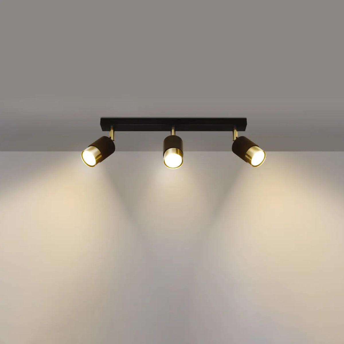 Plafonnier 3 Spots Orientables Noir Doré - Dalumea - vue 1