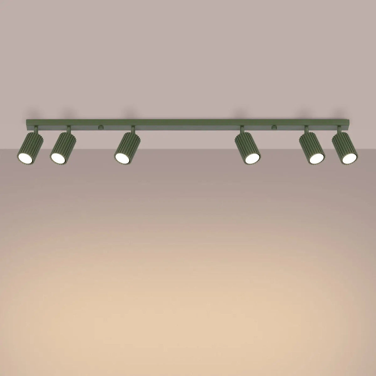 Plafonnier 6 Spots Orientables Vert Olive - Dalumea - vue 1