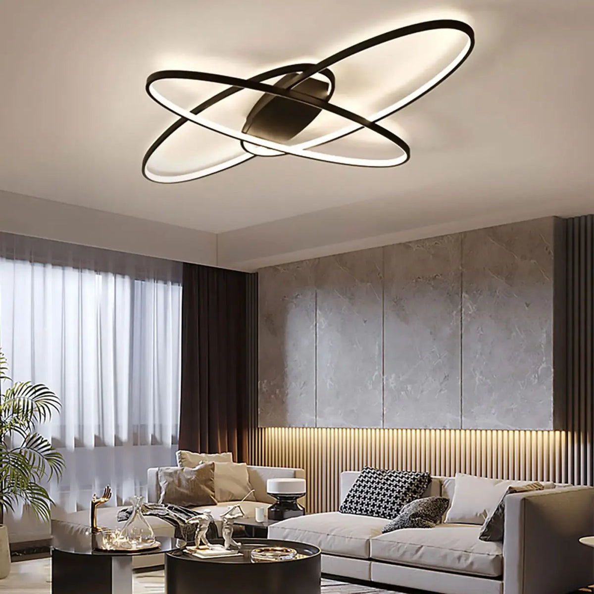 Plafonnier LED Anneaux Croisés Design - Dalumea - vue 2