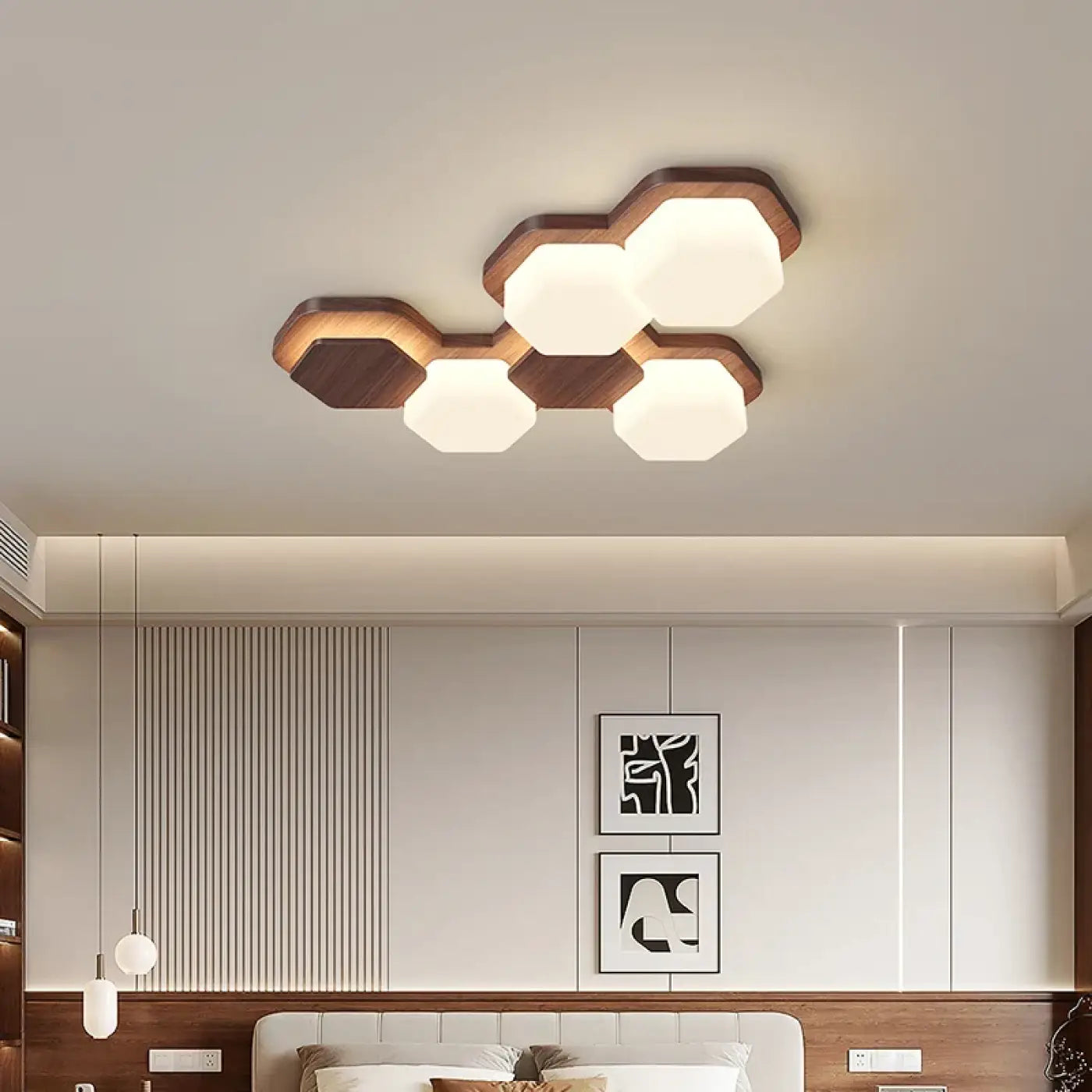 Plafonnier LED Géométrique Bois - Dalumea - vue 2