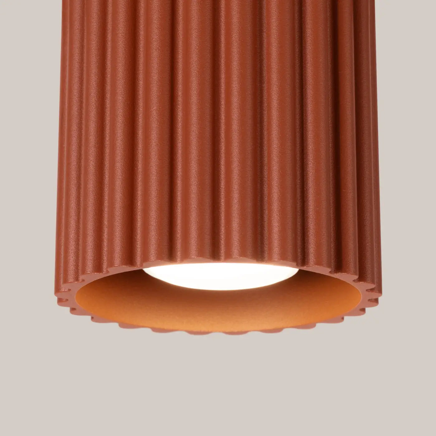 Plafonnier Cylindrique Strié Ouverture Lisse Rouge Ocre - Dalumea - vue 3