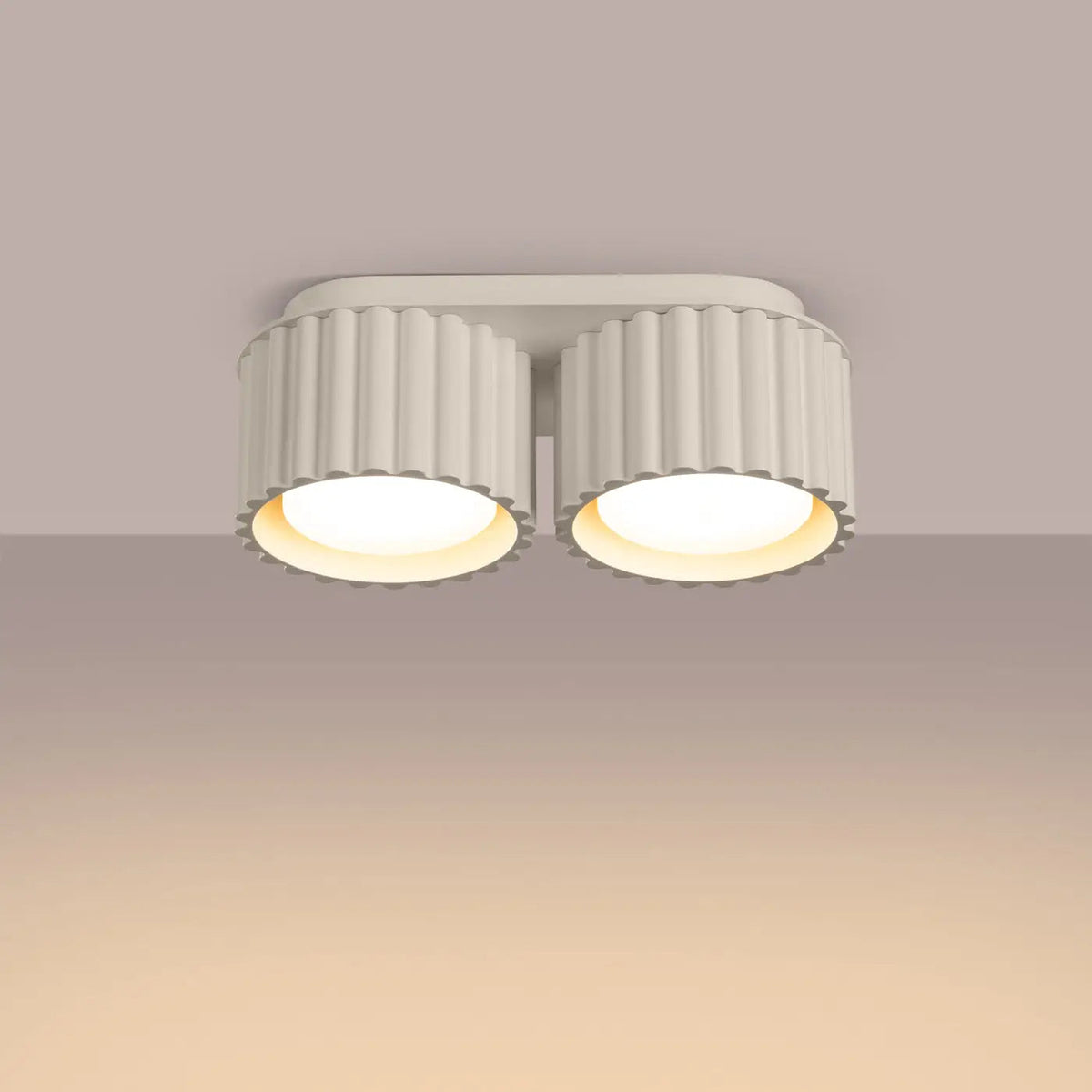 Plafonnier Double Spot Cylindrique Beige - Dalumea - vue 1
