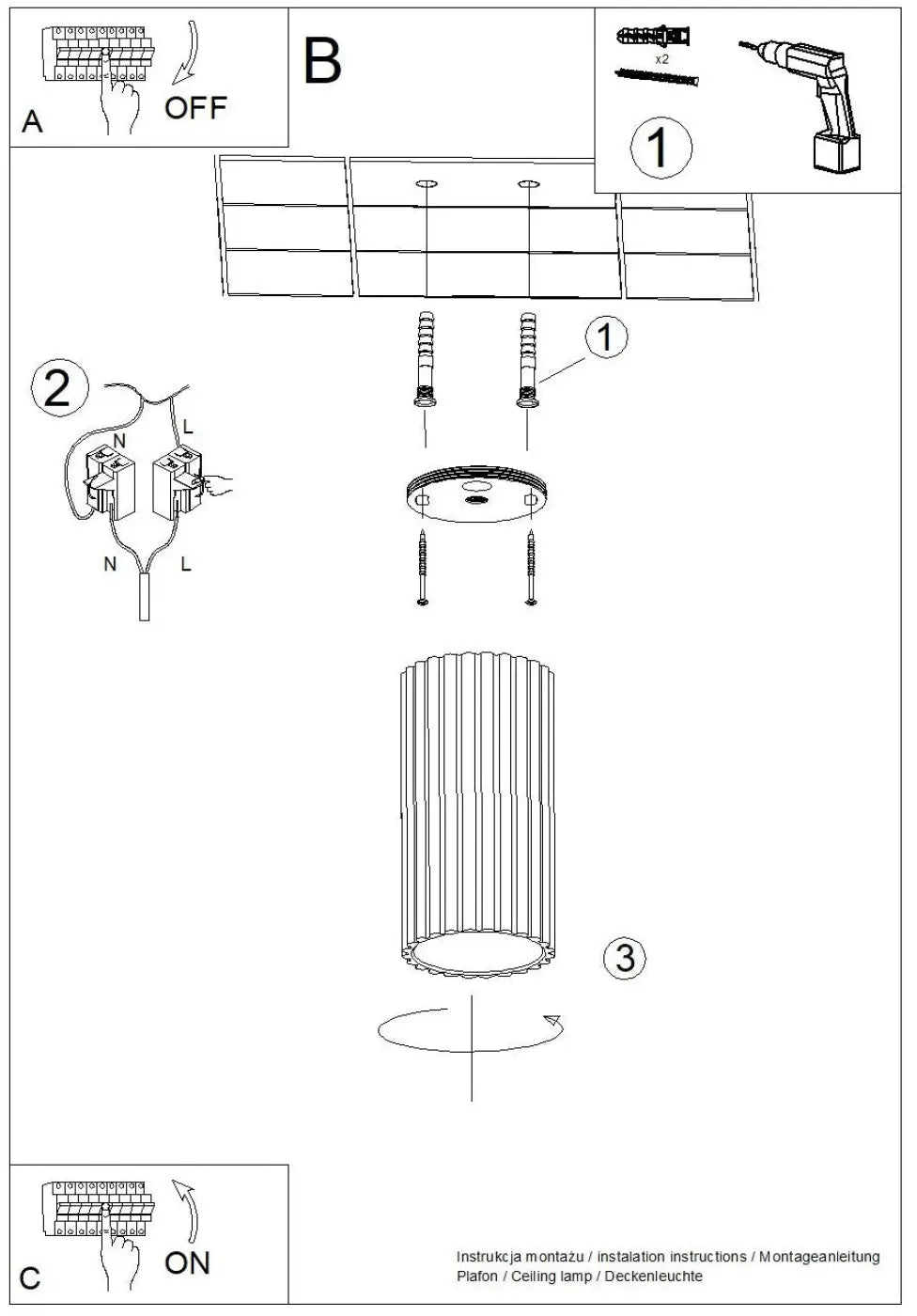 Plafonnier Cylindrique LED Moka Strié - Dalumea - vue 3