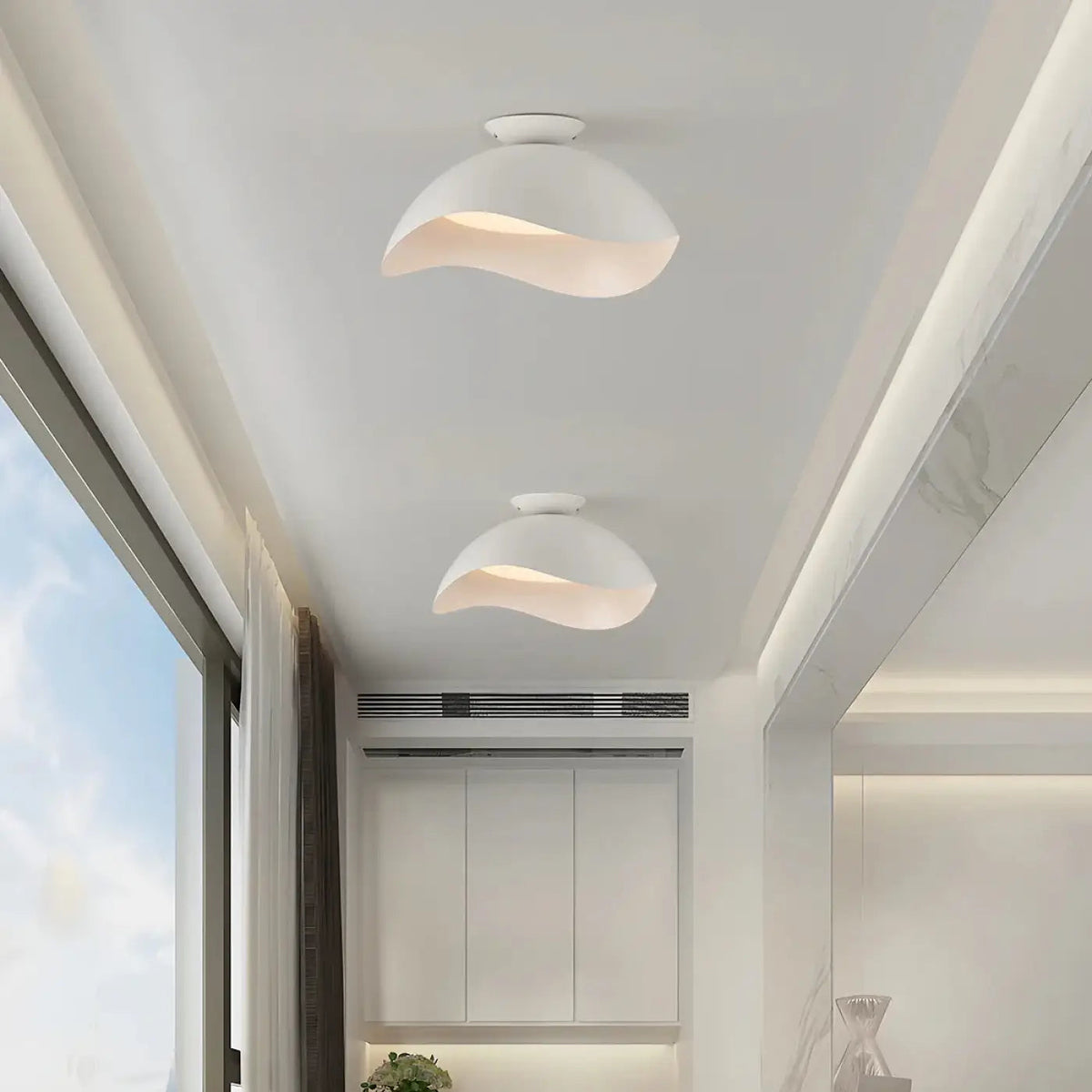 Plafonnier Design Blanc Moderne Sculptural