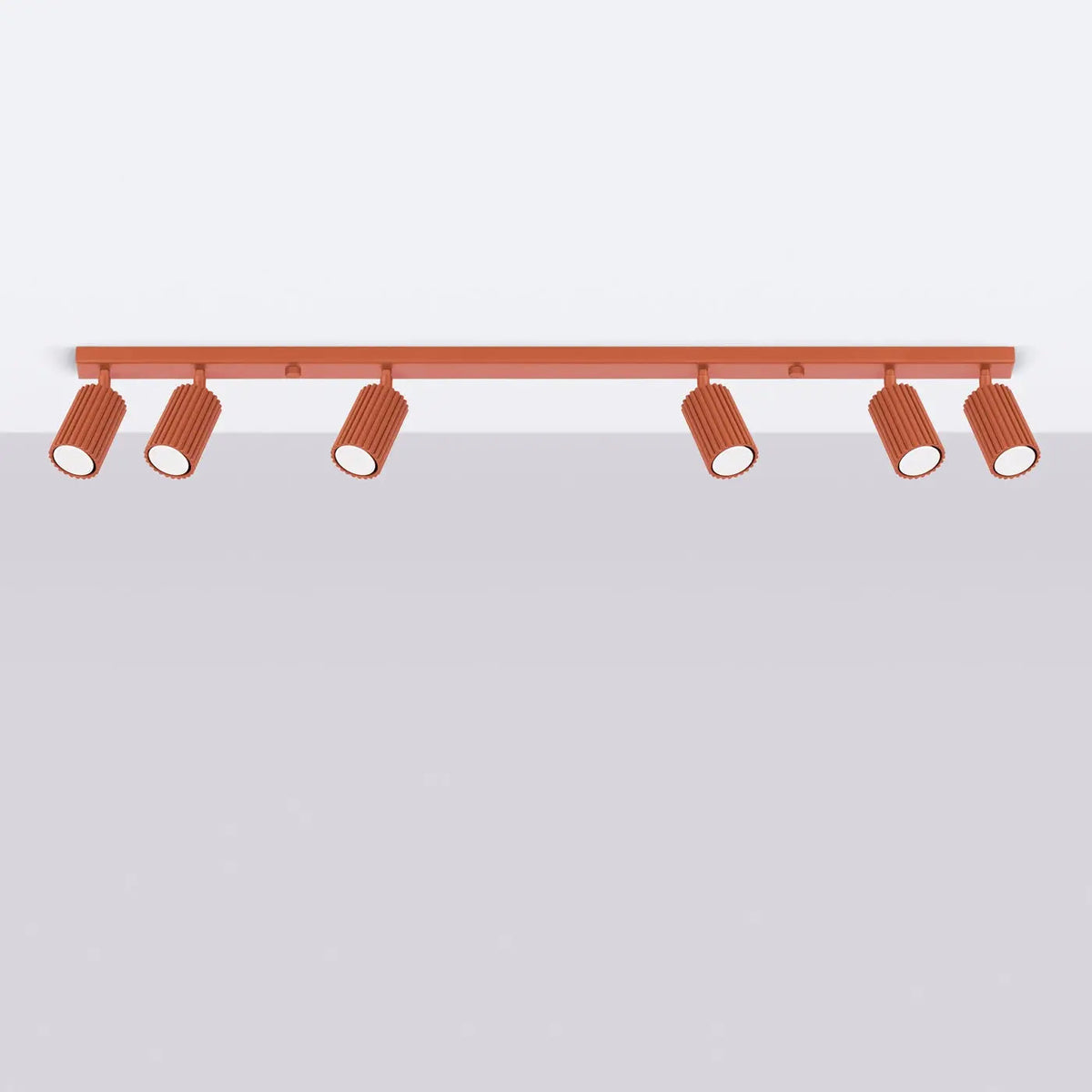 Plafonnier 6 Spots Orientables Cannelé Rouge Ocre - Dalumea - vue 2