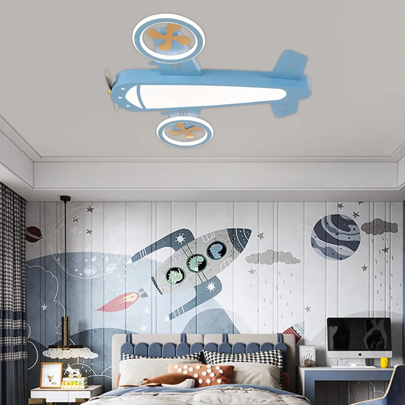 Plafonnier Avion Hélices Bois Chambre Enfant - Dalumea - vue 1