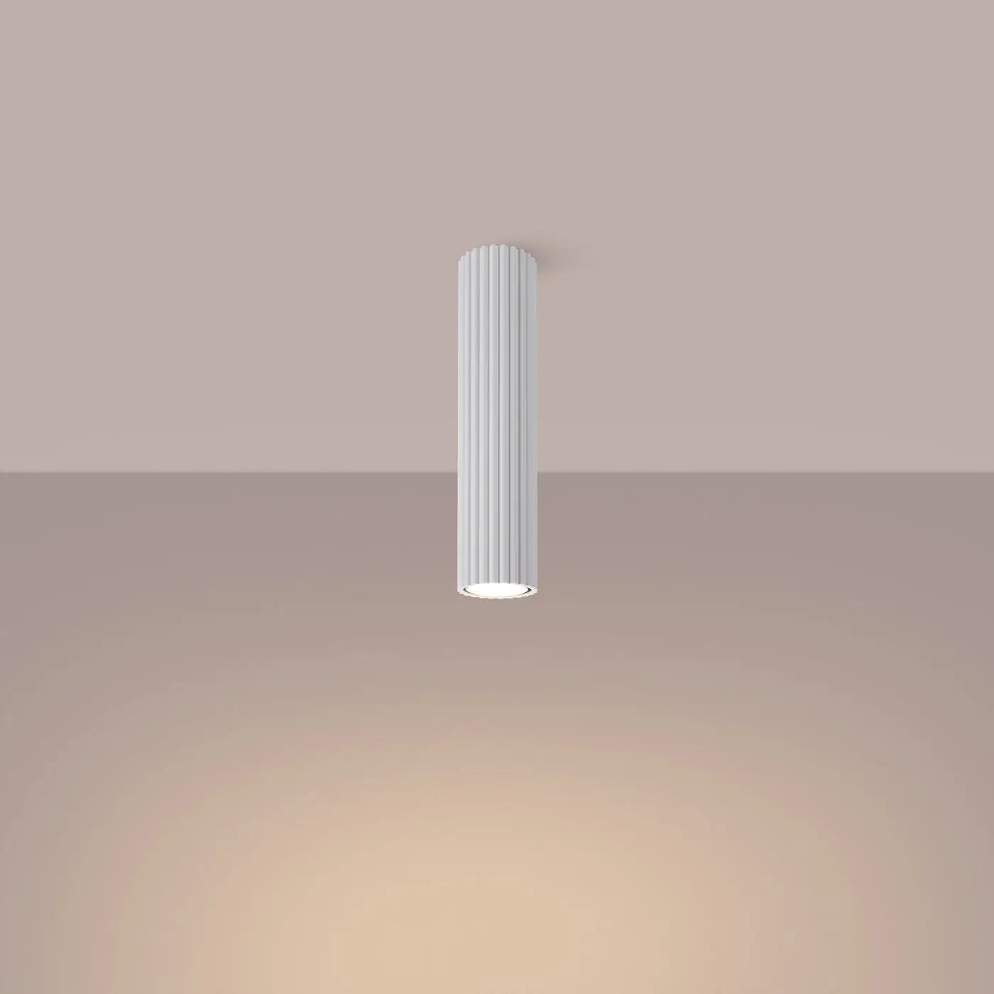 Plafonnier Cylindrique Cannelé Blanc - Dalumea - 30 cm