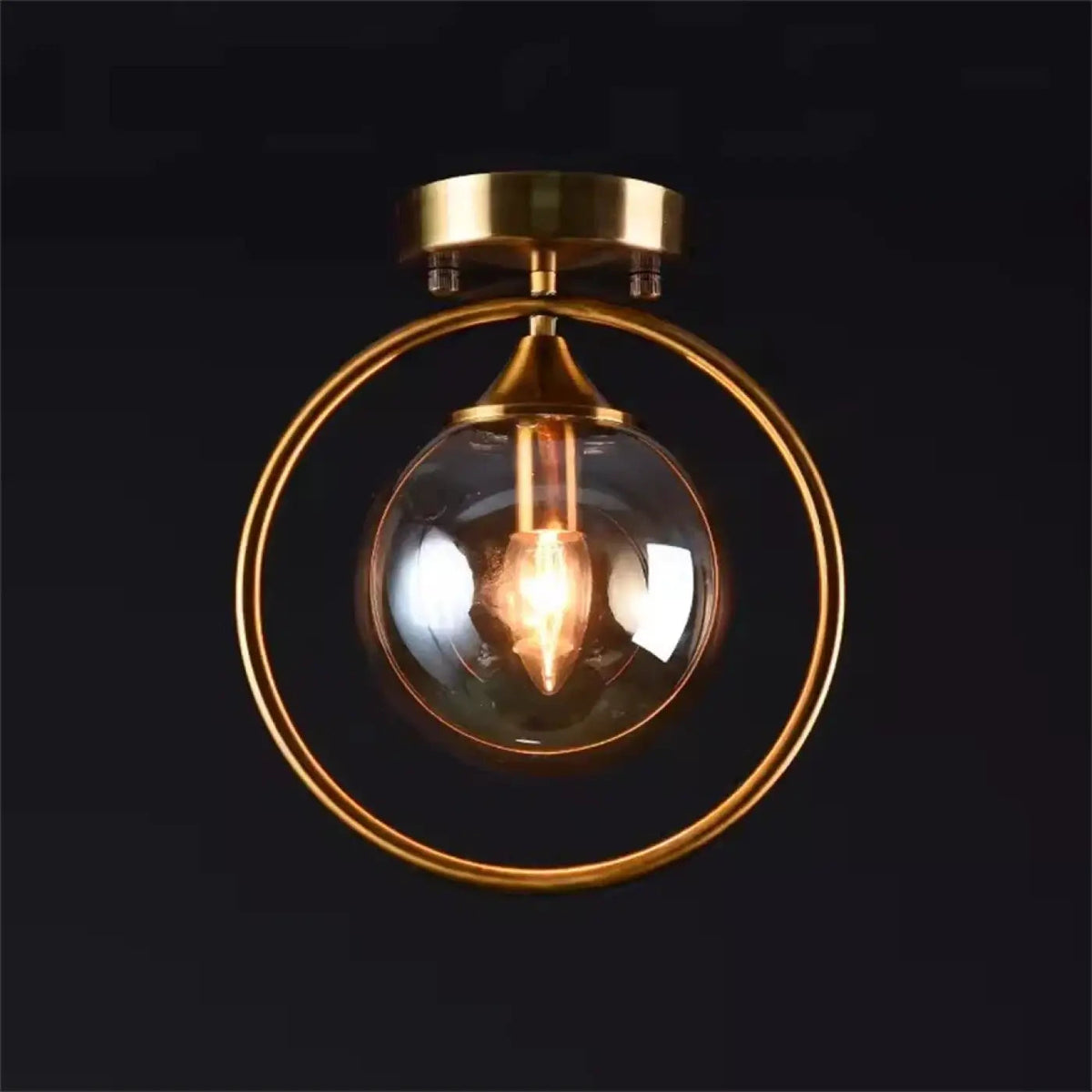 Suspension Boule Verre Opalin Doré - Dalumea - vue 6