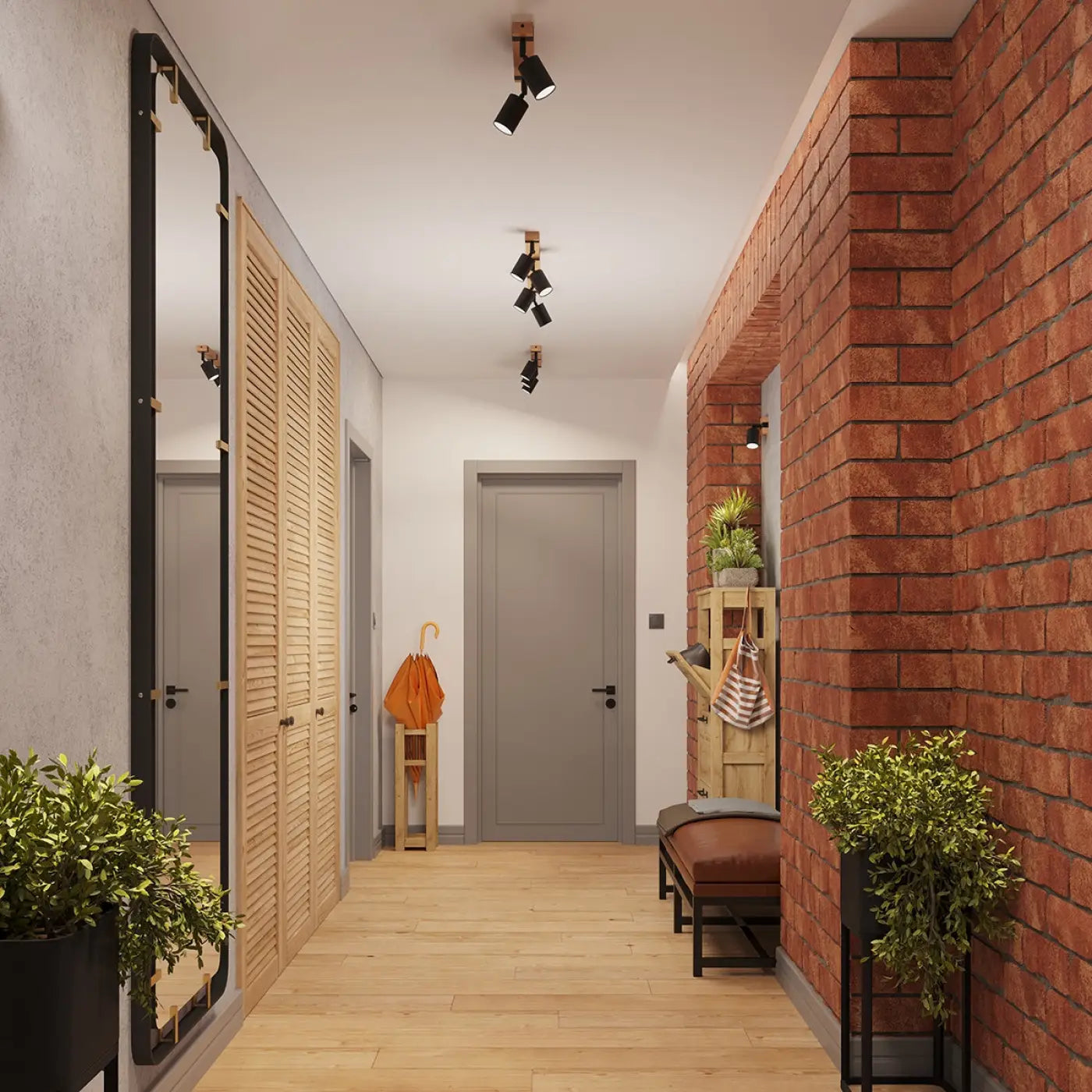 Plafonnier 3 Spots Orientables Noir Bois - Dalumea - vue 9