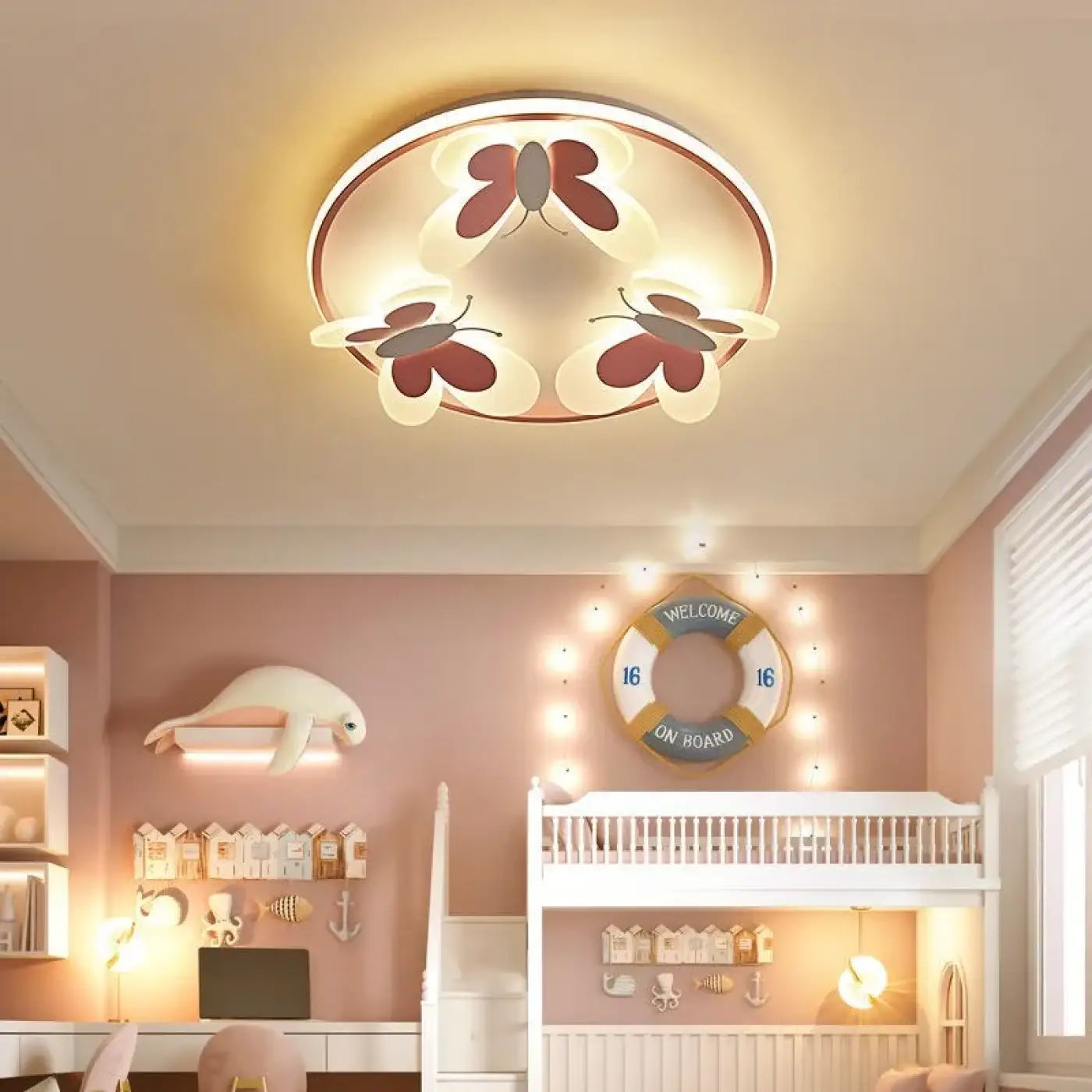 Plafonnier LED Chambre Enfant Papillons - Dalumea - vue 1