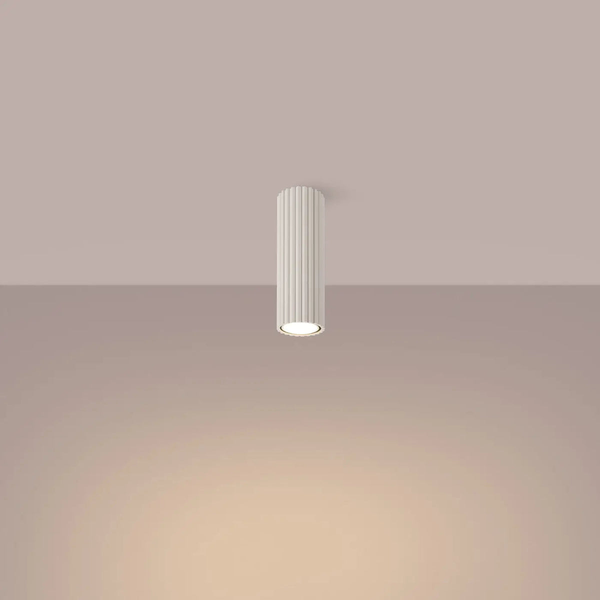 Plafonnier Cylindrique Beige Cannelé - Dalumea - 20 cm