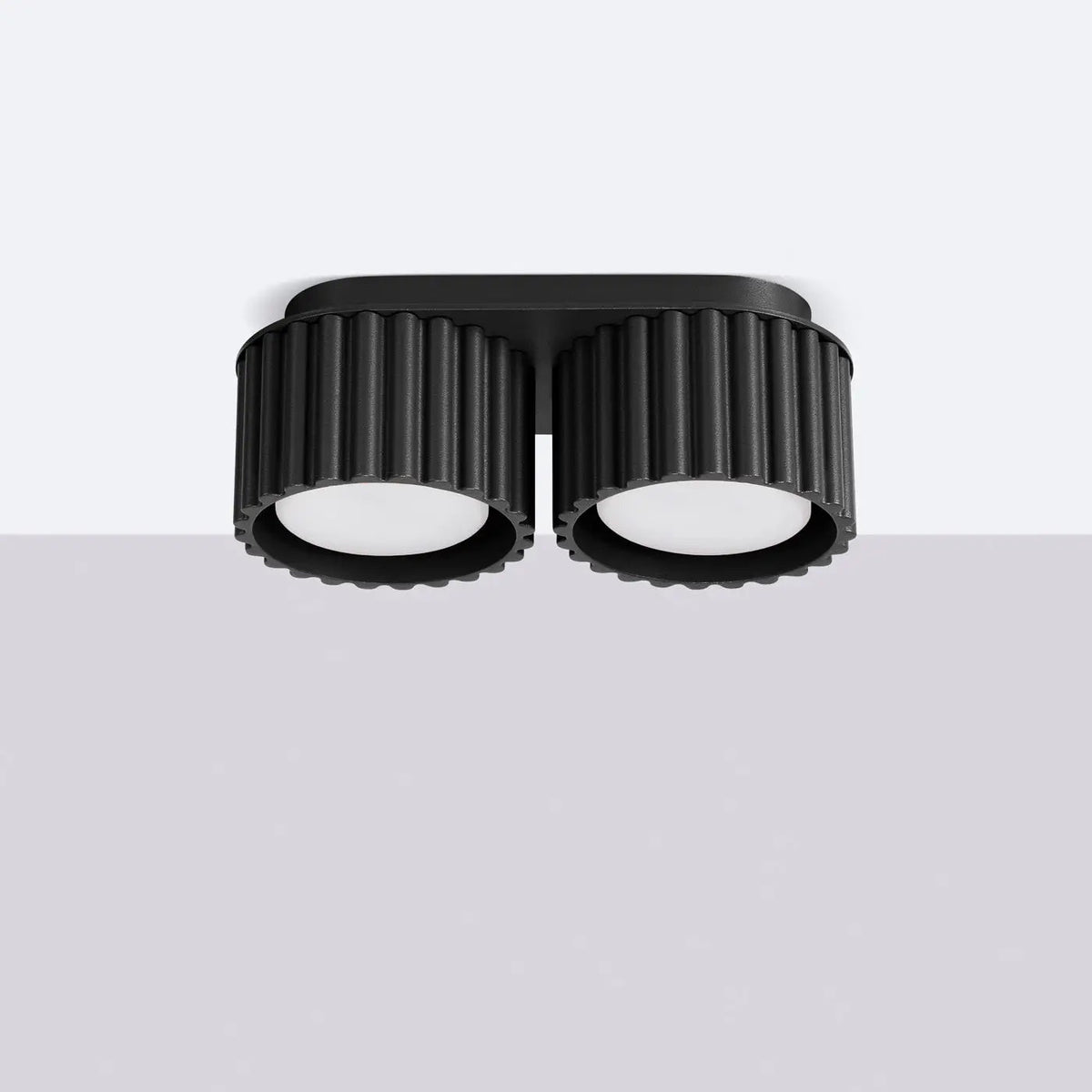 Plafonnier Double Spot Noir Rainuré