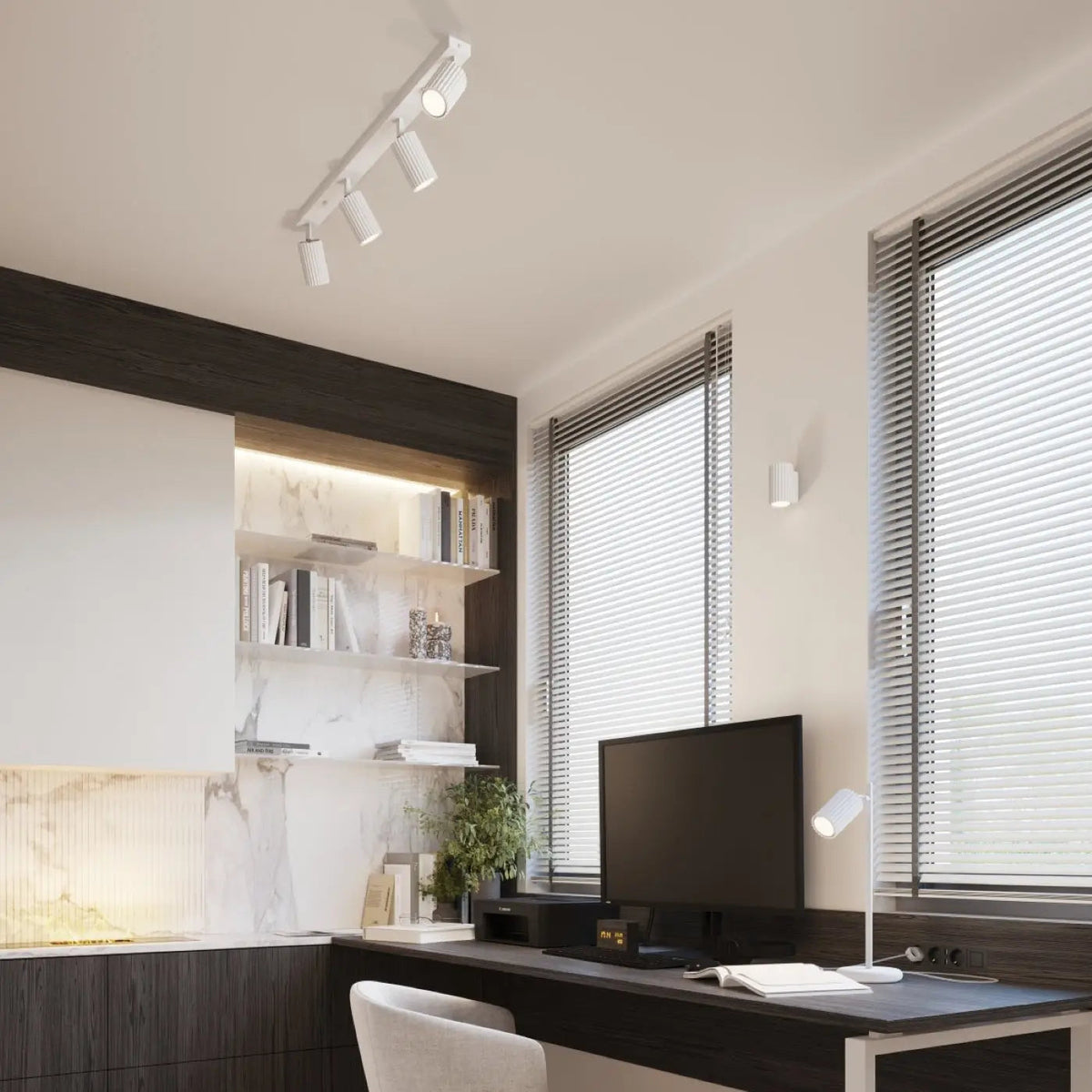 Plafonnier luminaire plafonnier blanc a quatre spots orientables - blanc - Dalumea - vue 11
