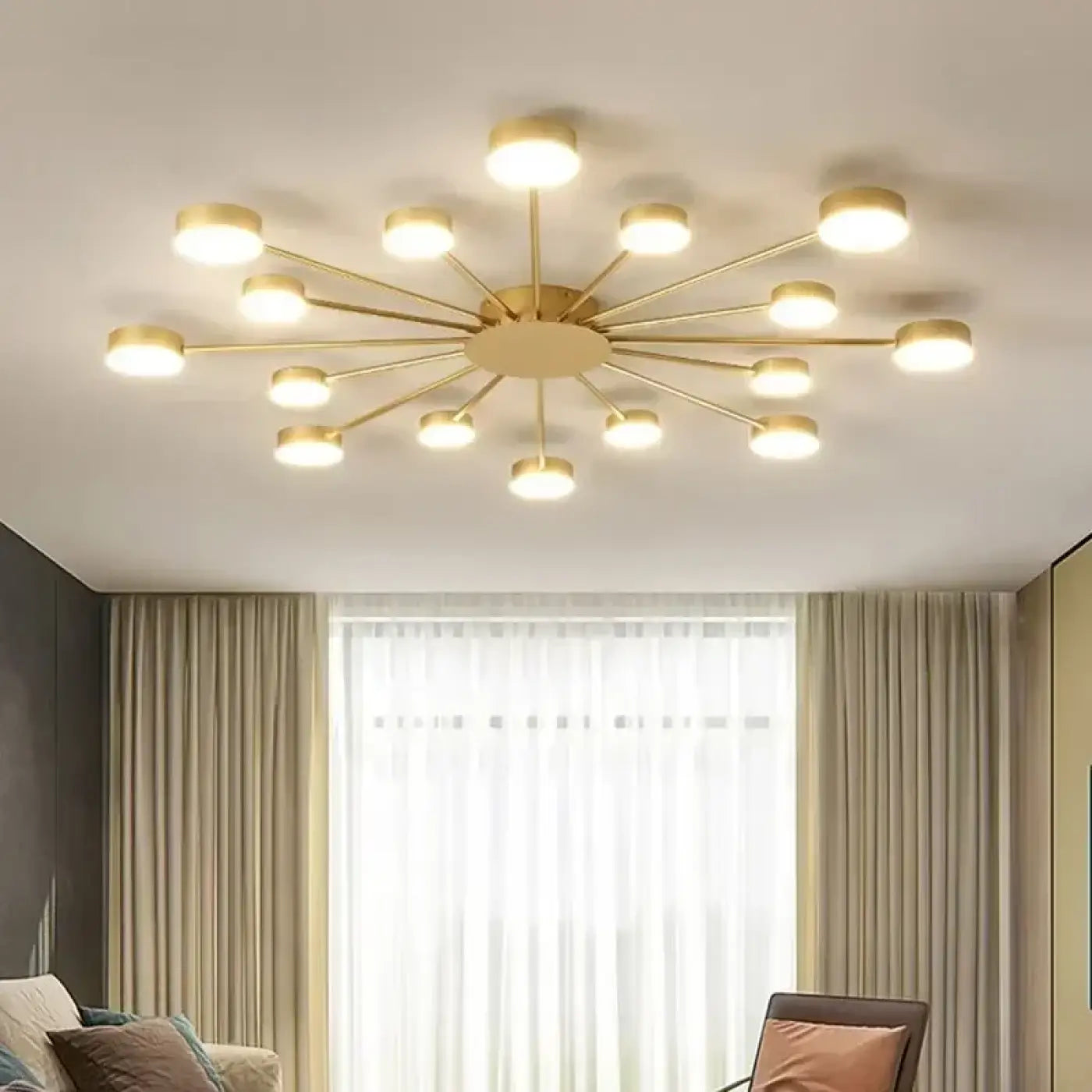 Plafonnier LED Doré Style Chandelier Contemporain - Dalumea - vue 1