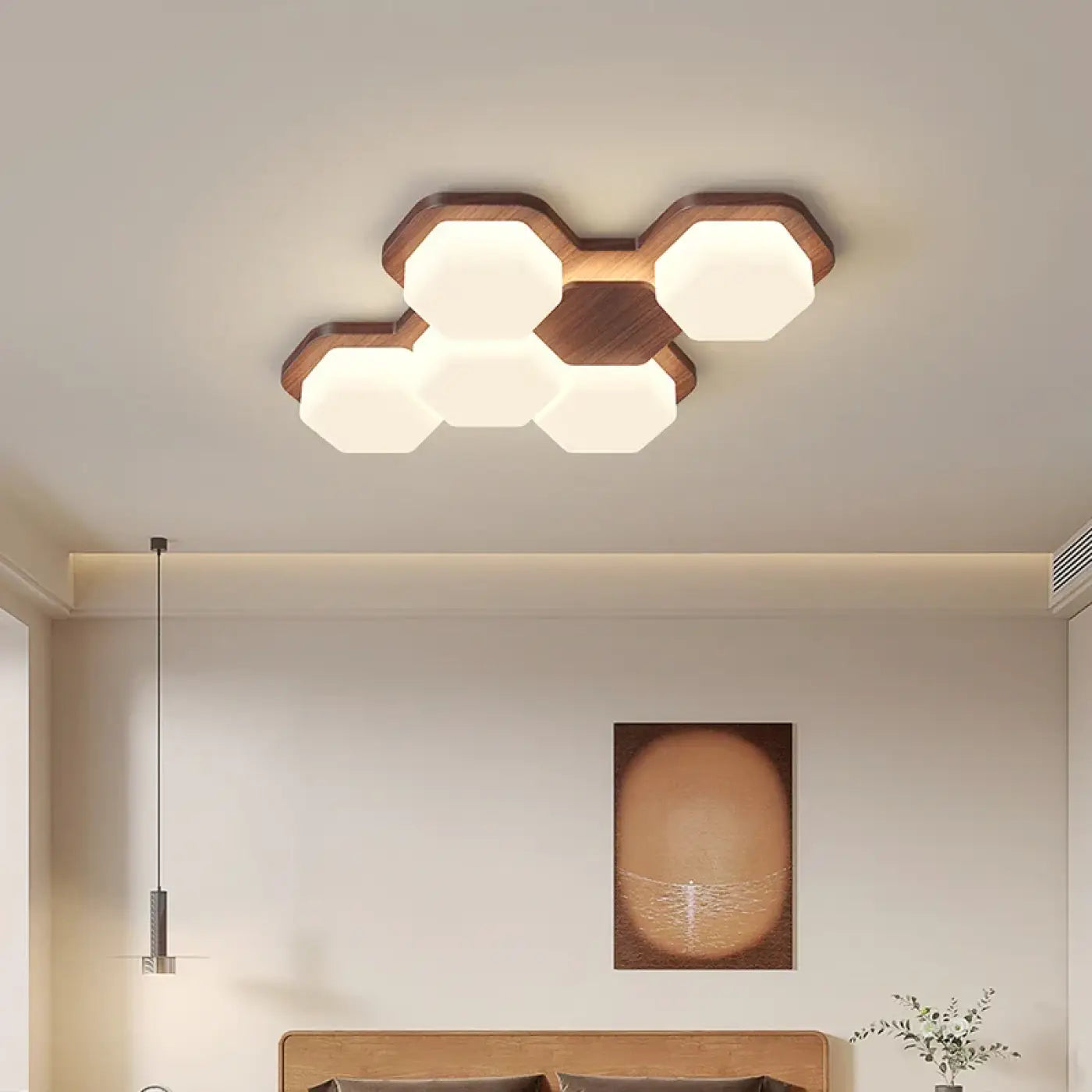 Plafonnier LED Géométrique Bois - Dalumea - vue 3