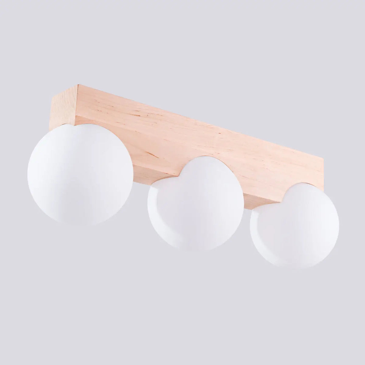 Plafonnier Bois 3 Globes Opalins - Dalumea - vue 4