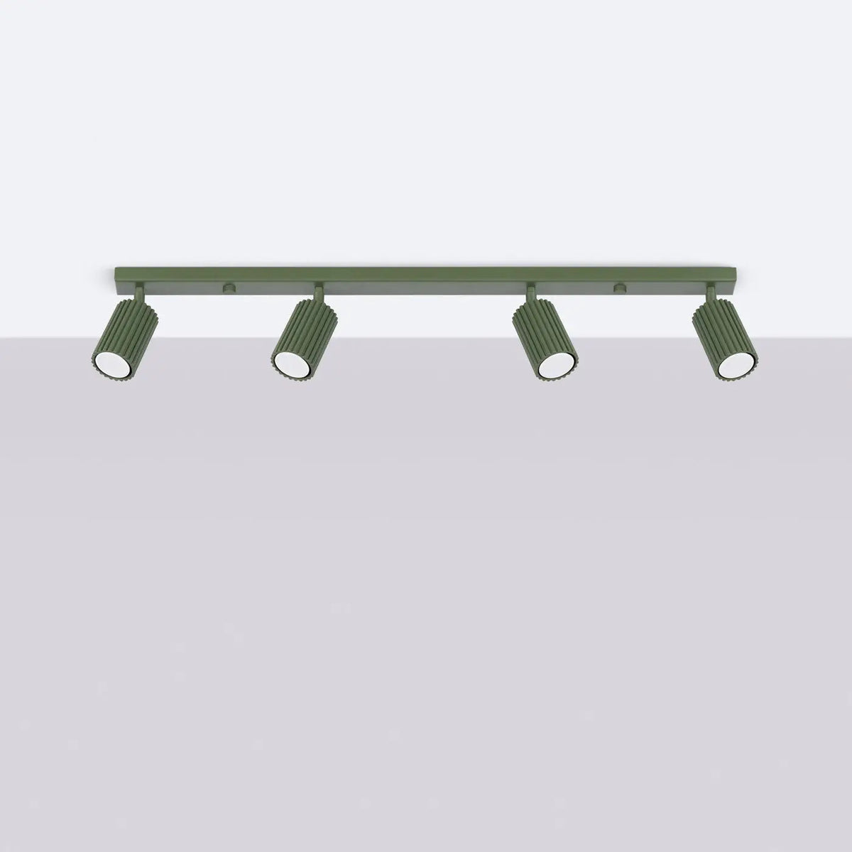 Plafonnier 4 Spots Orientables Cannelé Vert Olive - Dalumea - vue 2