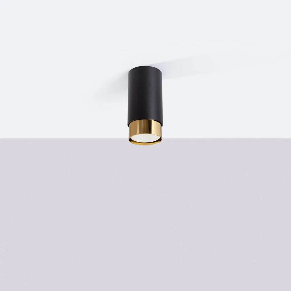 Plafonnier Cylindre Noir Doré Design - Dalumea - vue 2