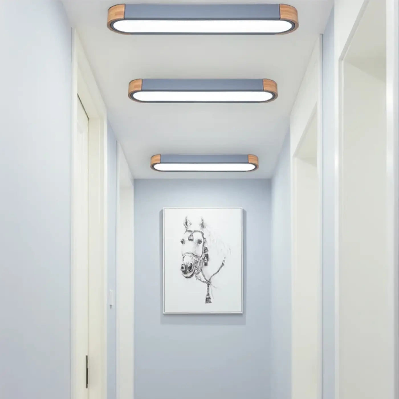 Plafonnier Barres Superposées Bois et Verre Design - Dalumea - vue 3