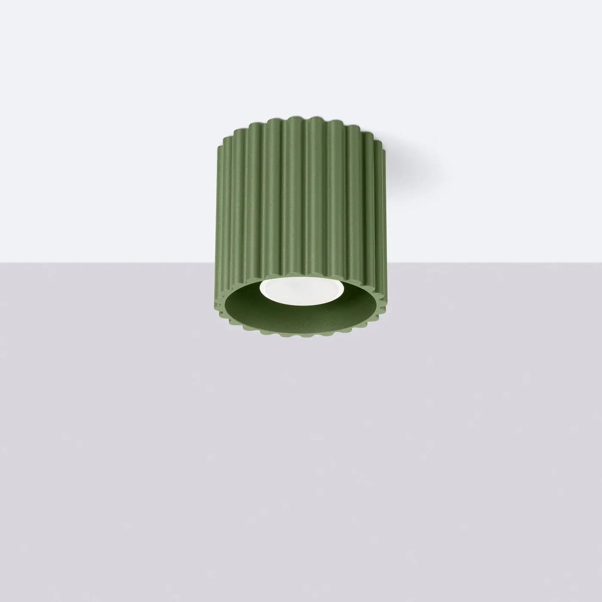 Plafonnier Cylindrique Compact Vert Olive - Dalumea - vue 2