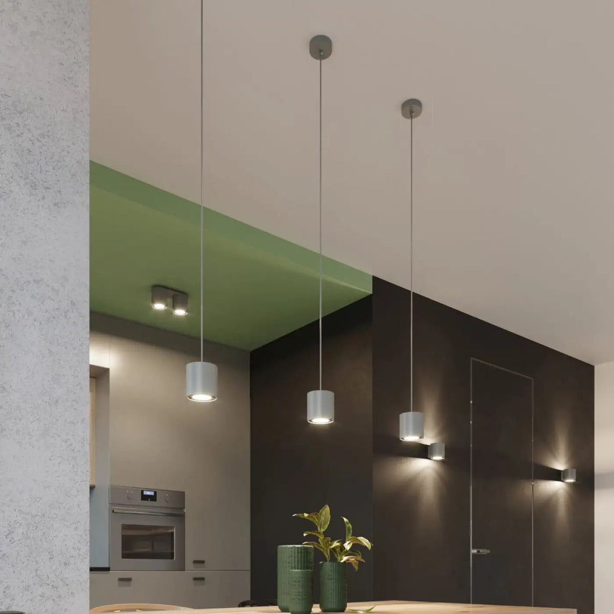 Plafonnier LED Cylindre Gris - Dalumea - vue 5