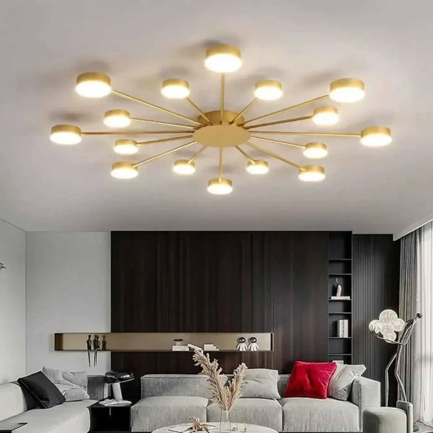 Plafonnier LED Doré Style Chandelier Contemporain - Dalumea - vue 2